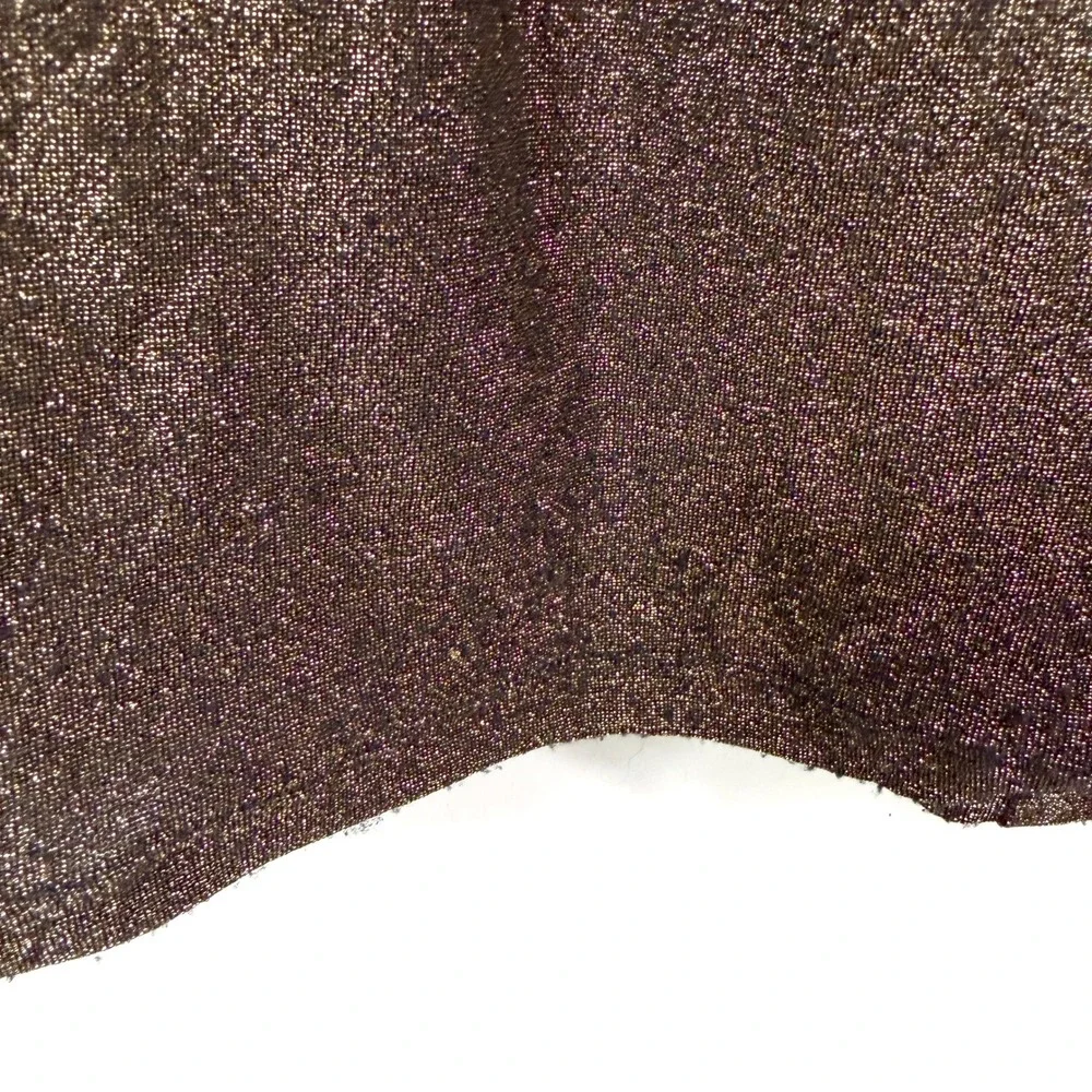 Ramy Brook Amarilys Dress Metallic Gold Shimmer Mock Neck Ruched Midi Sz L - Picture 12 of 15